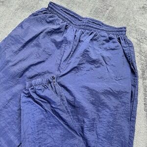 Vintage Nike Windbreaker Track Pants Mens Large Blue Shiny White Tag 90s Jogger